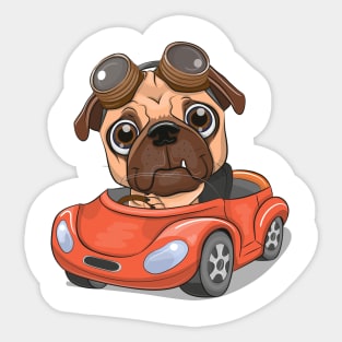Cute bulldog driving a car Sticker